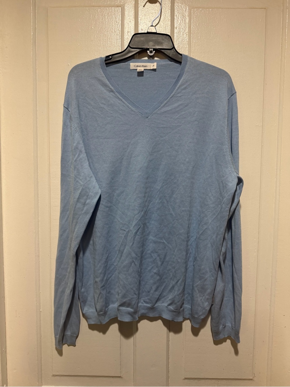 Calvin Klein Womens Light Blue V-Neck Sweater